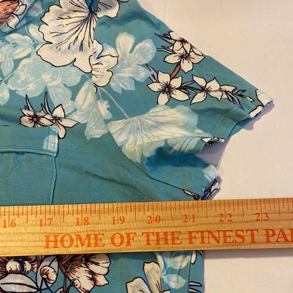 Soma XL Cool Nights Long Sleepshirt SS - Teal Floral Nightgown 93% Rayon - Picture 9 of 12
